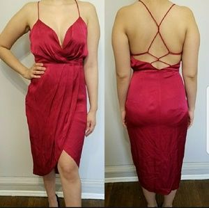 Red silk sexy dress